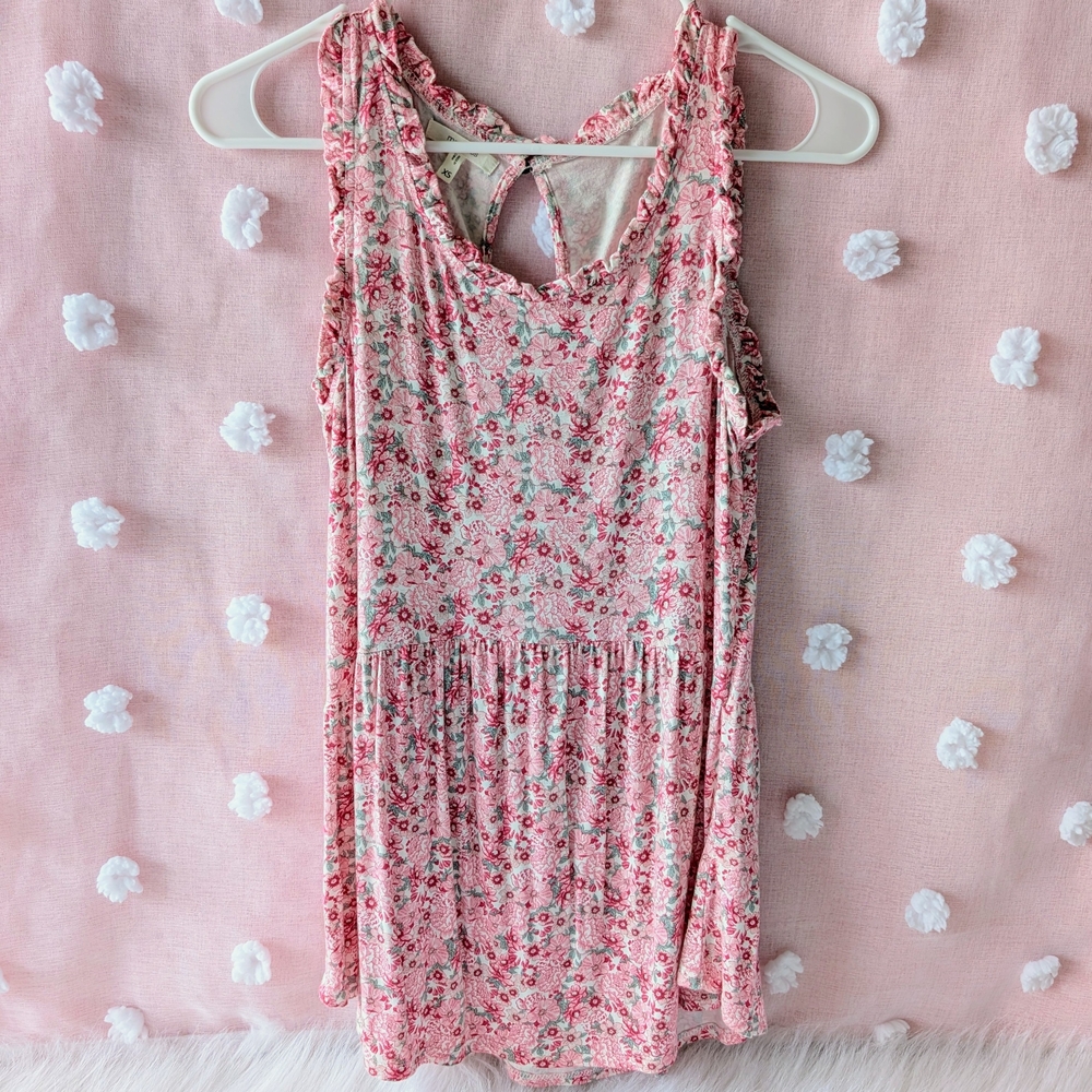 Maurices, Floral Sleeveless Tank Top, Women's, X-Small, Ruffle Accents